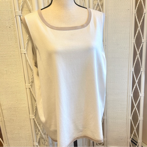Pendleton Silk Cotton Sweater Shell Tank 2X Cream Taupe Summer Layer - Picture 4 of 15
